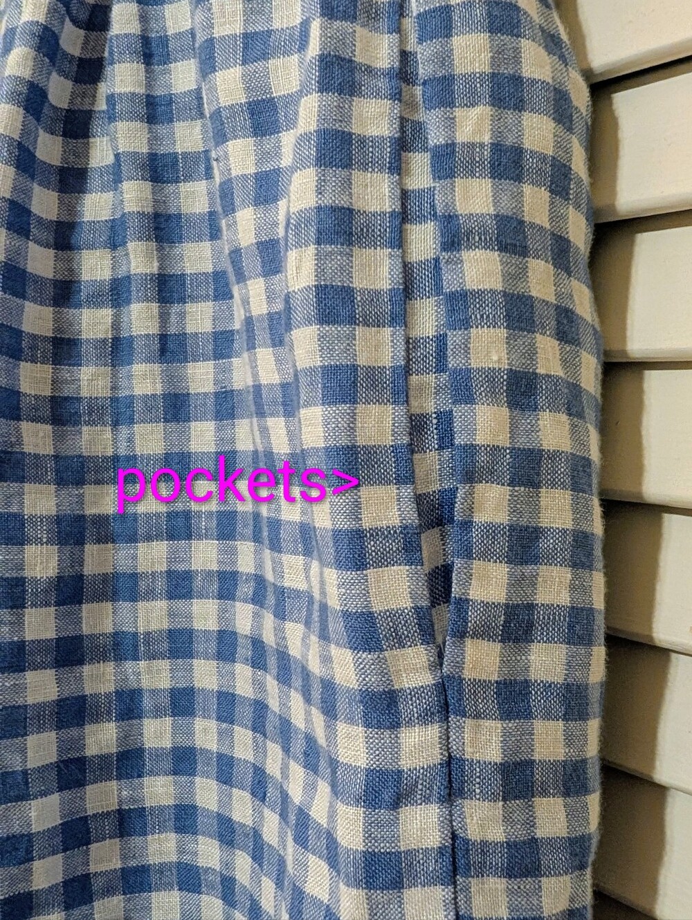 Polo Ralph Lauren Picnic Skirt. Blue & White Linen Gingham Tiered EUC Sz 16/L - Picture 3 of 5
